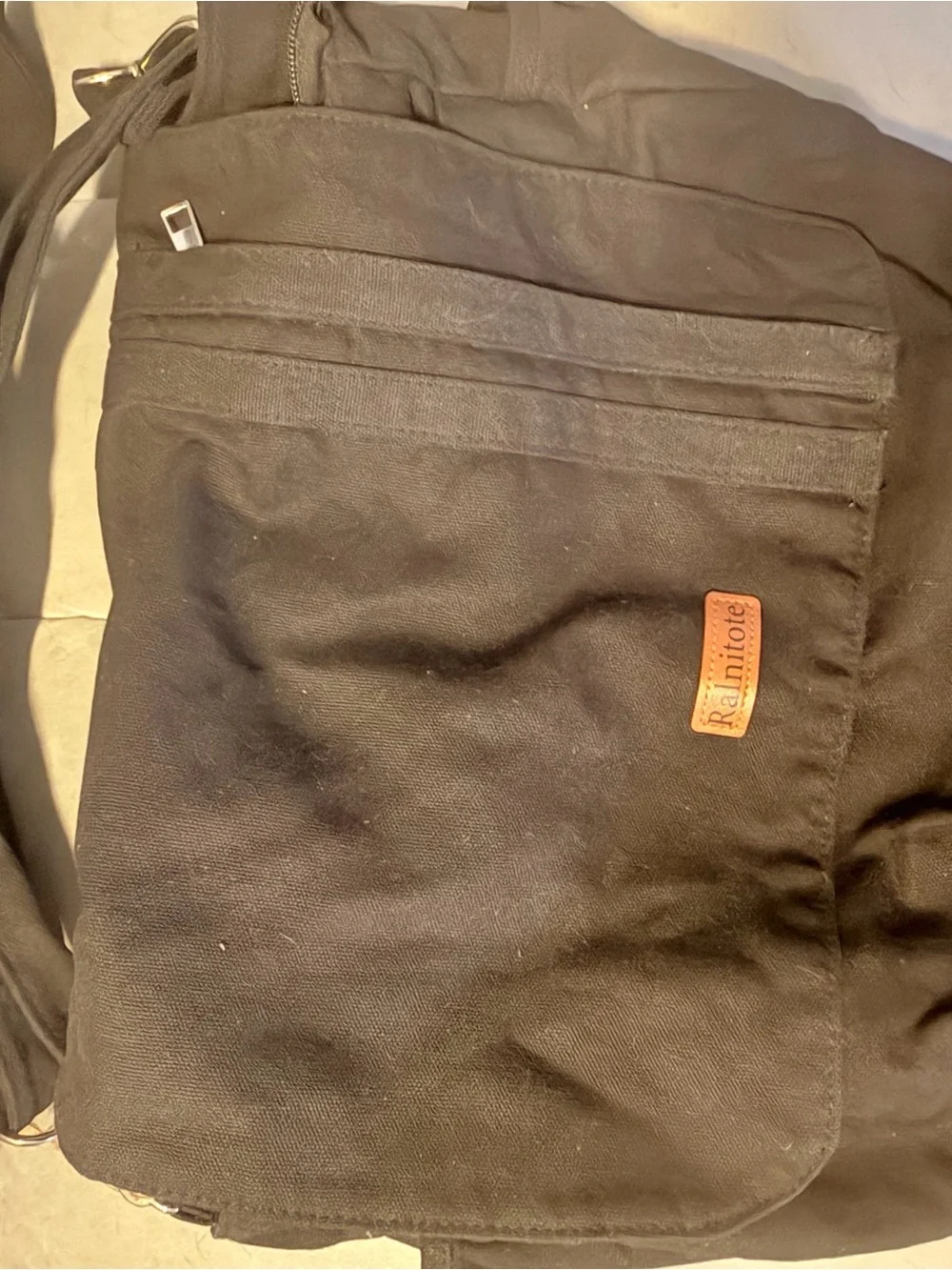 Black Canvas Messenger Bag for Men